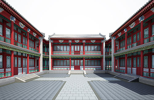 肃州北京四合院设计古建筑鸟瞰图展示