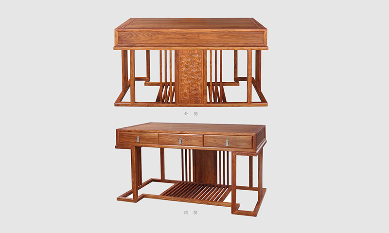 肃州 别墅中式家居书房装修实木书桌效果图